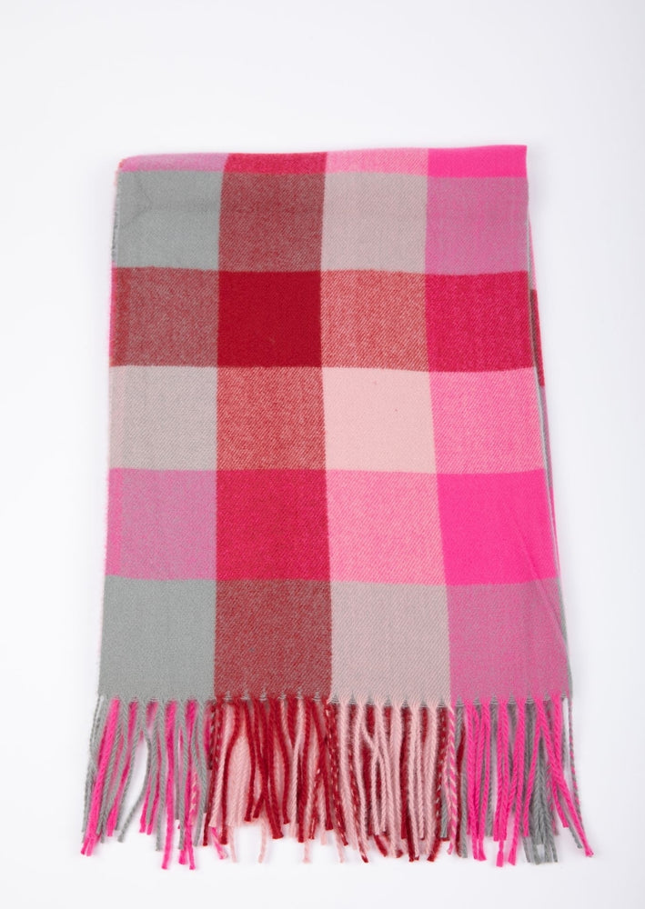 ST BELAIR CHECK SCARF - BERRY + PINK