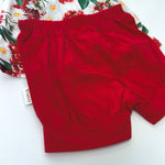 LUCY SHORTS - RED LINEN