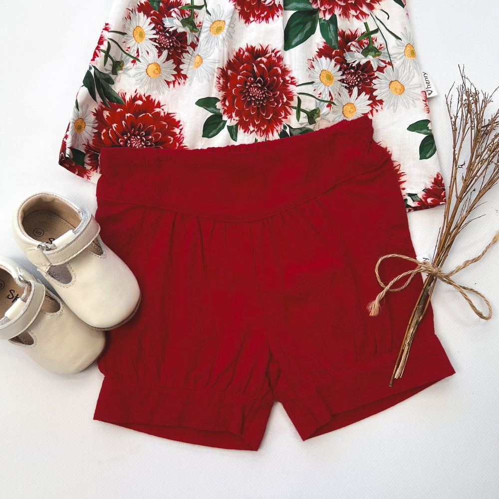 LUCY SHORTS - RED LINEN