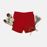 LUCY SHORTS - RED LINEN