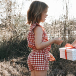 CHLOE PLAYSUIT - RED CHECK