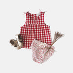 AMELIA TOP - RED CHECK
