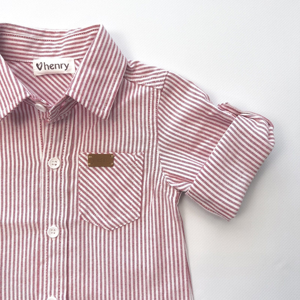 DRESS SHIRT - RED PINSTRIPE