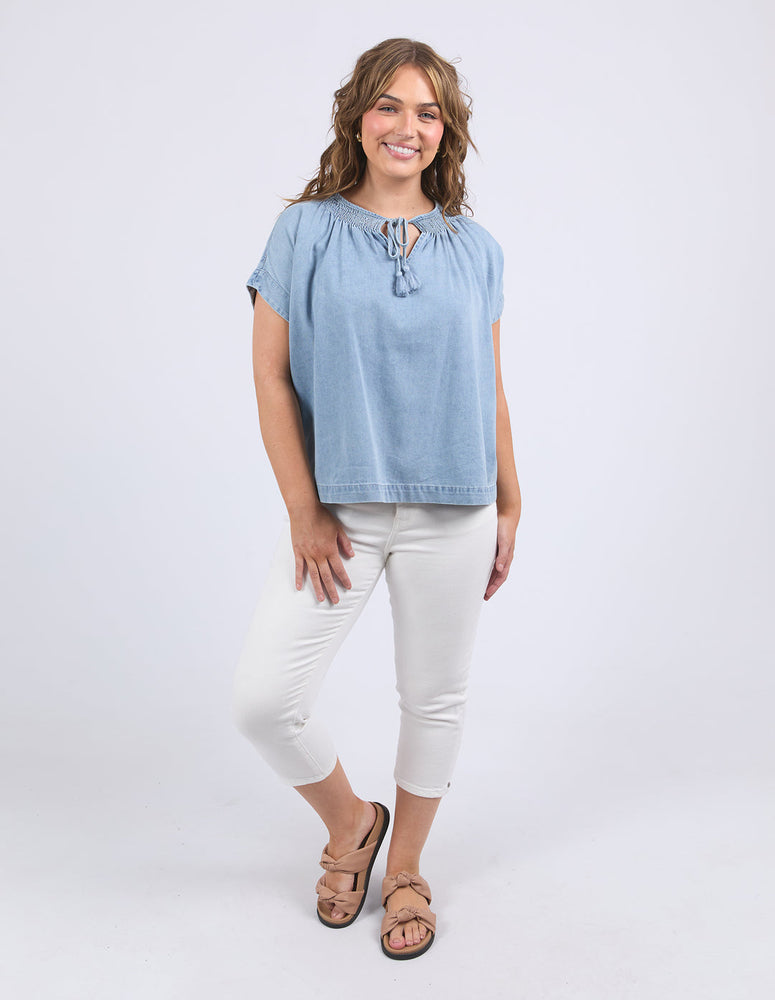 RUTH DENIM TOP - LIGHT BLUE WASH
