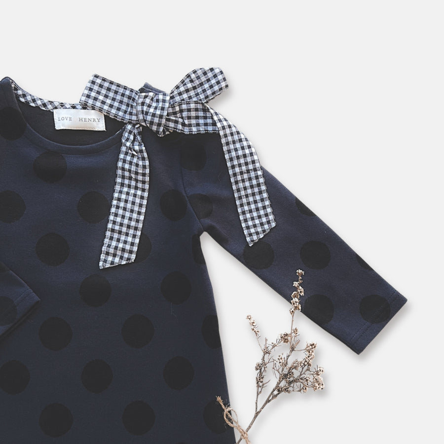 MARY DRESS - NAVY/BLACK SPOT