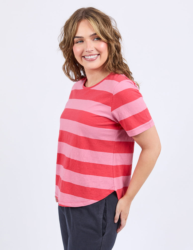 SPRITZ STRIPE S/S TEE - CAYENNE & ROSE STRIPE