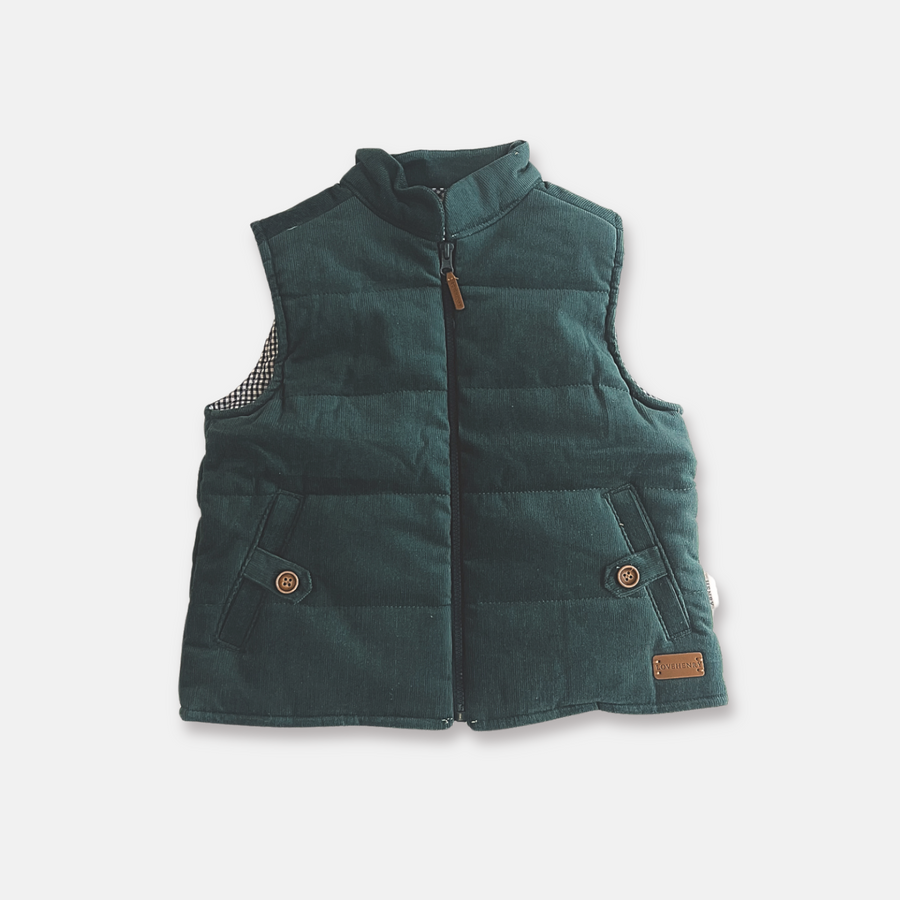COOPER PUFFER VEST - GREEN CORDUROY