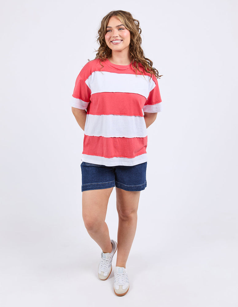 BOLD STRIPE TEE - CAYENNE & WHITE STRIPE