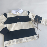 FREDDIE RUGBY POLO - CREAM STRIPE