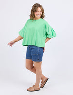 ANNA SHORT SLEEVE TOP - SPRING GREEN