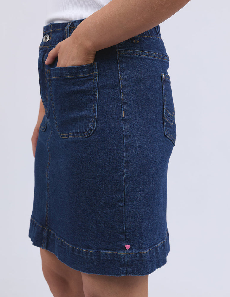 LENNOX DENIM SKIRT - DARK BLUE WASH