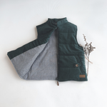 COOPER PUFFER VEST - GREEN CORDUROY