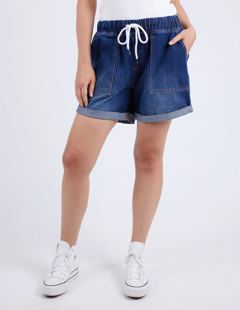 EMMA RELAXED DENIM SHORT - DARK BLUE WASH