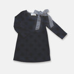 MARY DRESS - NAVY/BLACK SPOT