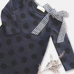 MARY DRESS - NAVY/BLACK SPOT