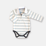 FREDDIE POLO ROMPER - BLUE STRIPE