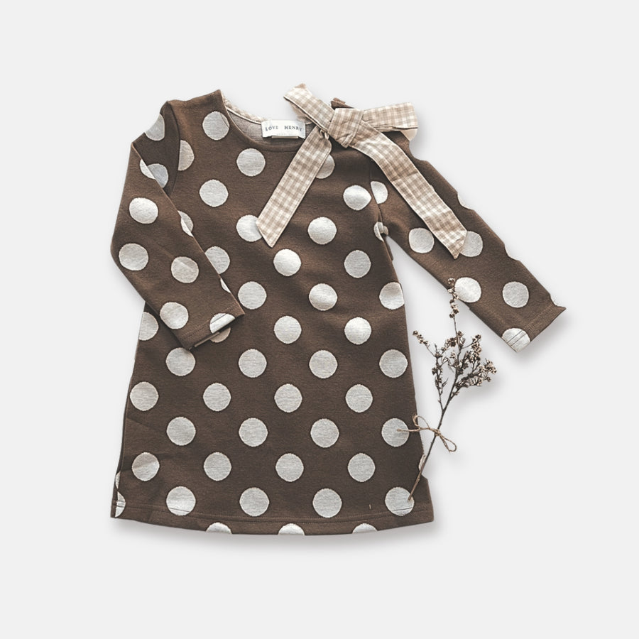 MARY DRESS - BROWN/WHITE SPOT THE DRAWING BOARD MARY DRESS - BROWN/WHITE SPOT THE DRAWING BOARD