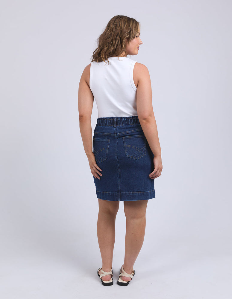 LENNOX DENIM SKIRT - DARK BLUE WASH