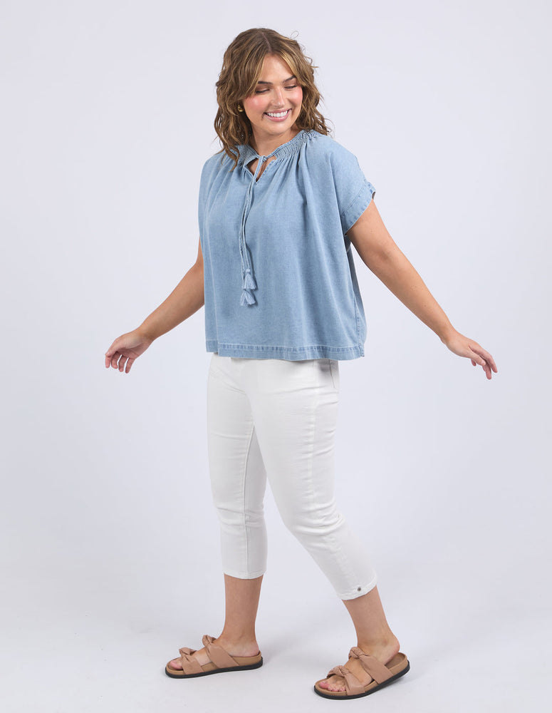 RUTH DENIM TOP - LIGHT BLUE WASH