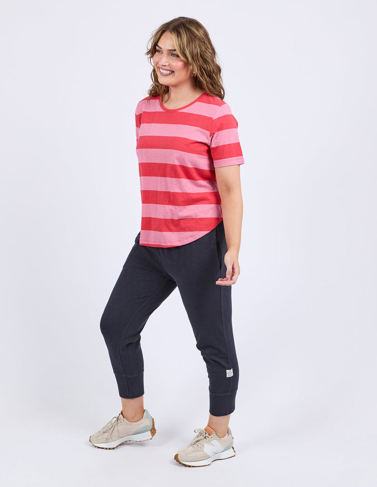 SPRITZ STRIPE S/S TEE - CAYENNE & ROSE STRIPE