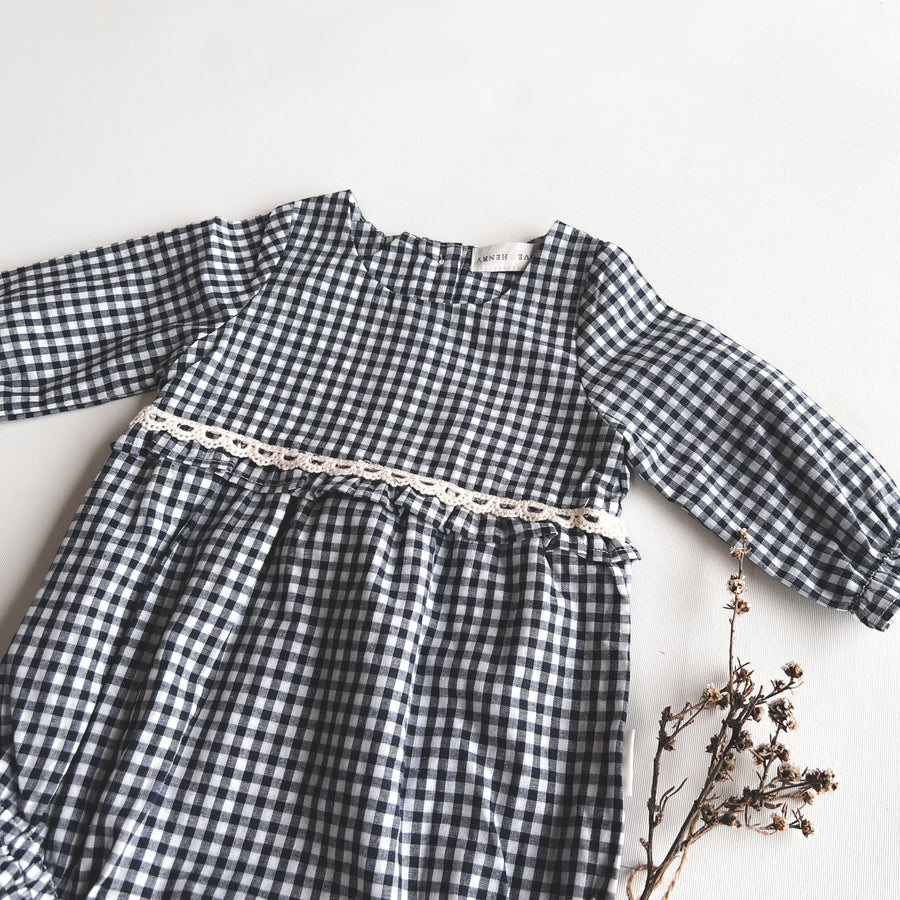 NORA PLAYSUIT - NAVY CHECK