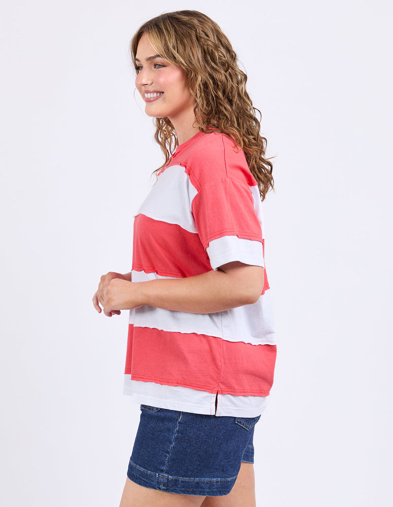 BOLD STRIPE TEE - CAYENNE & WHITE STRIPE