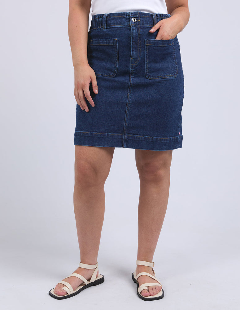 LENNOX DENIM SKIRT - DARK BLUE WASH