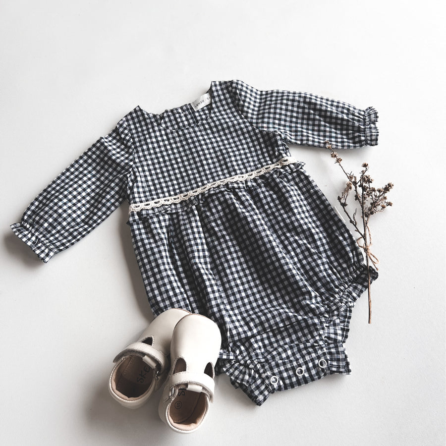 NORA PLAYSUIT - NAVY CHECK