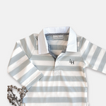 FREDDIE POLO ROMPER - BLUE STRIPE