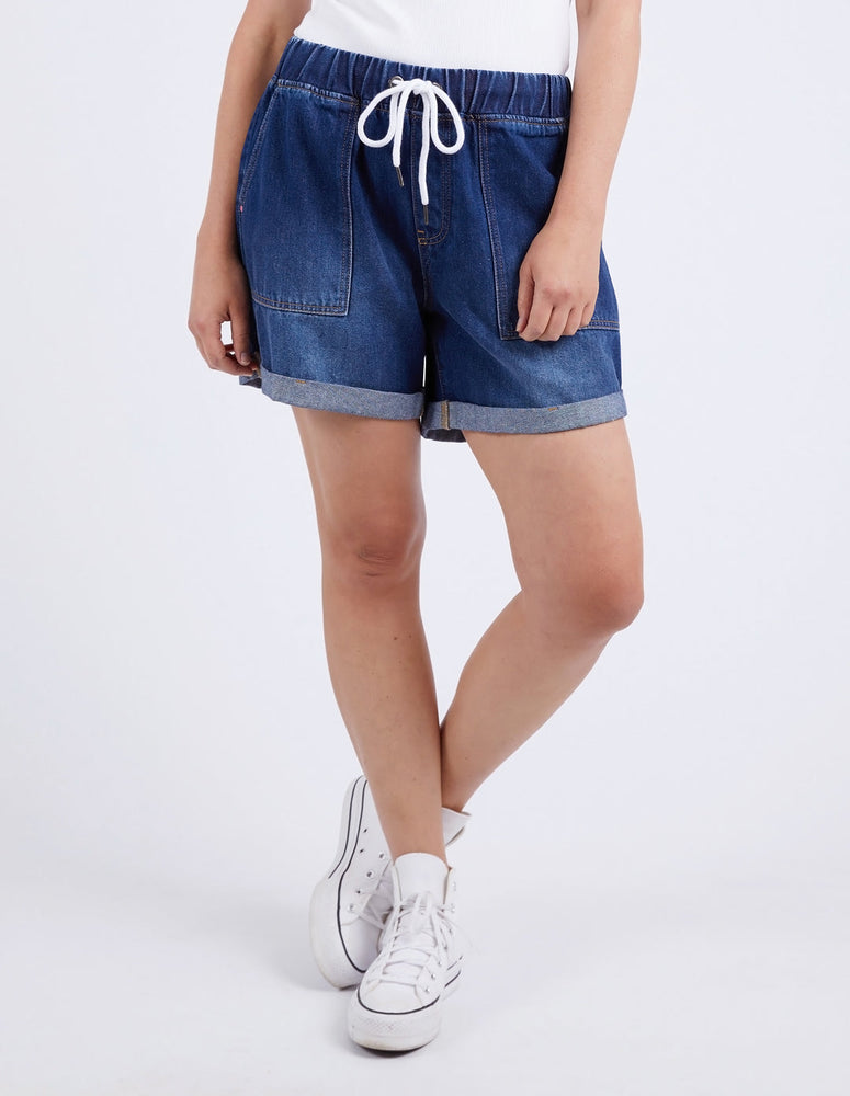 EMMA RELAXED DENIM SHORT - DARK BLUE WASH
