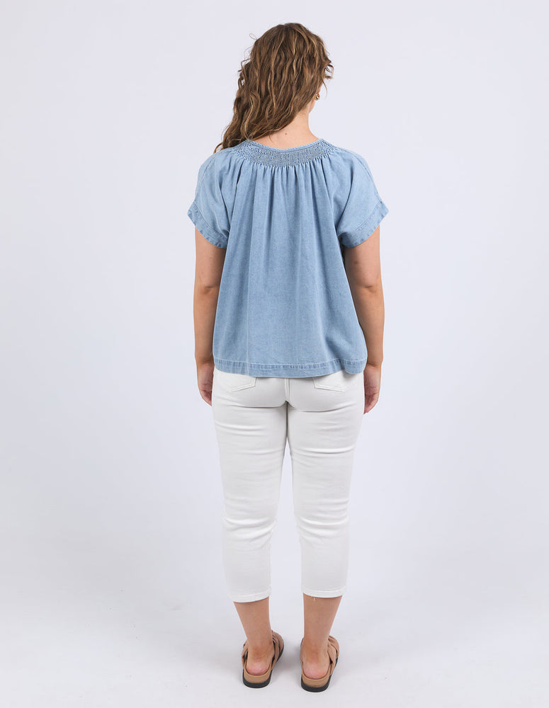 RUTH DENIM TOP - LIGHT BLUE WASH