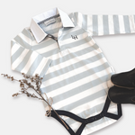 FREDDIE POLO ROMPER - BLUE STRIPE