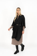 FRINGE WRAP - DARK CHARCOAL