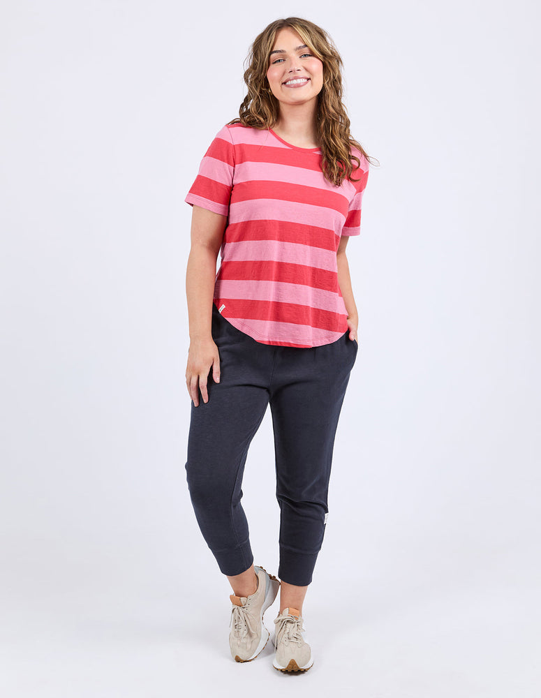 SPRITZ STRIPE S/S TEE - CAYENNE & ROSE STRIPE