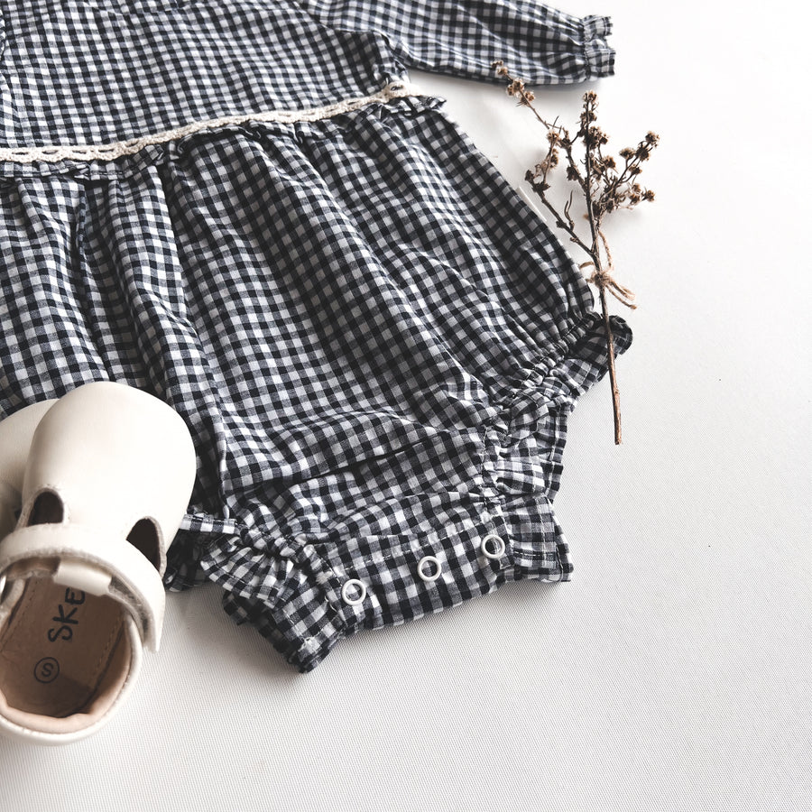 NORA PLAYSUIT - NAVY CHECK