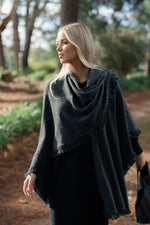 FRINGE WRAP - DARK CHARCOAL