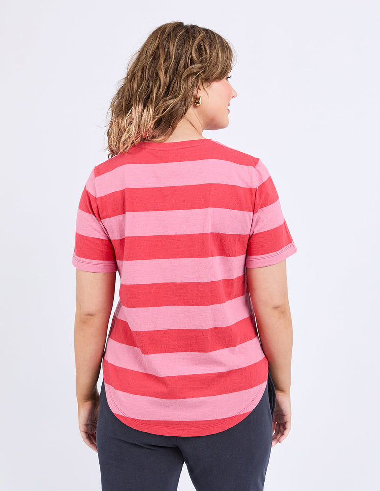 SPRITZ STRIPE S/S TEE - CAYENNE & ROSE STRIPE