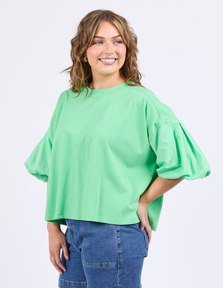 ANNA SHORT SLEEVE TOP - SPRING GREEN