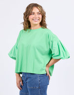 ANNA SHORT SLEEVE TOP - SPRING GREEN