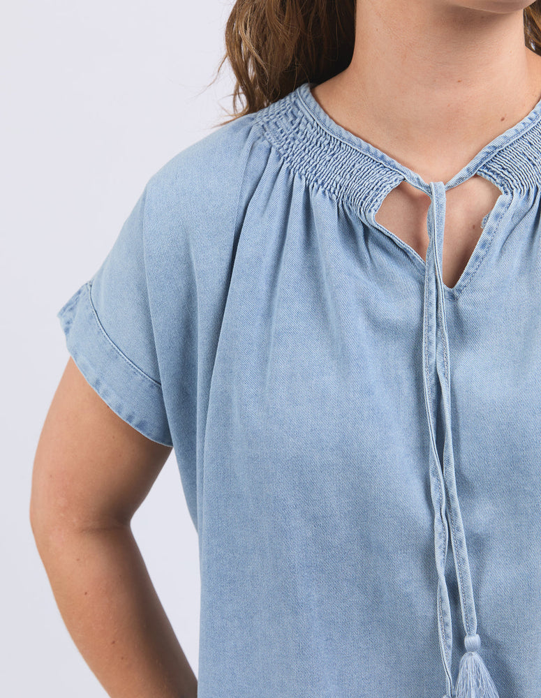 RUTH DENIM TOP - LIGHT BLUE WASH