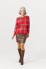 PETRA GRID JUMPER - RED/WHITE