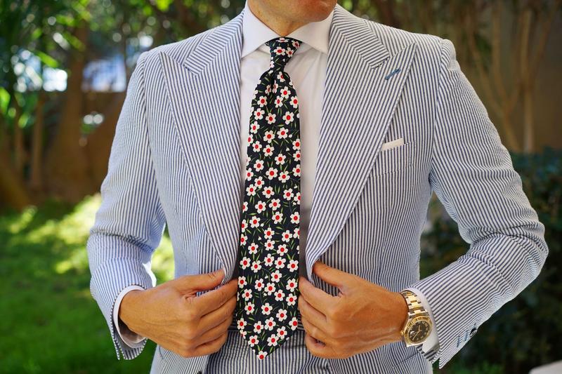 FIJIAN MIDNIGHT FLORAL NECKTIE