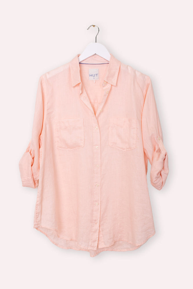 LINEN BOYFRIEND SHIRT - MARSHMELLOW PINK