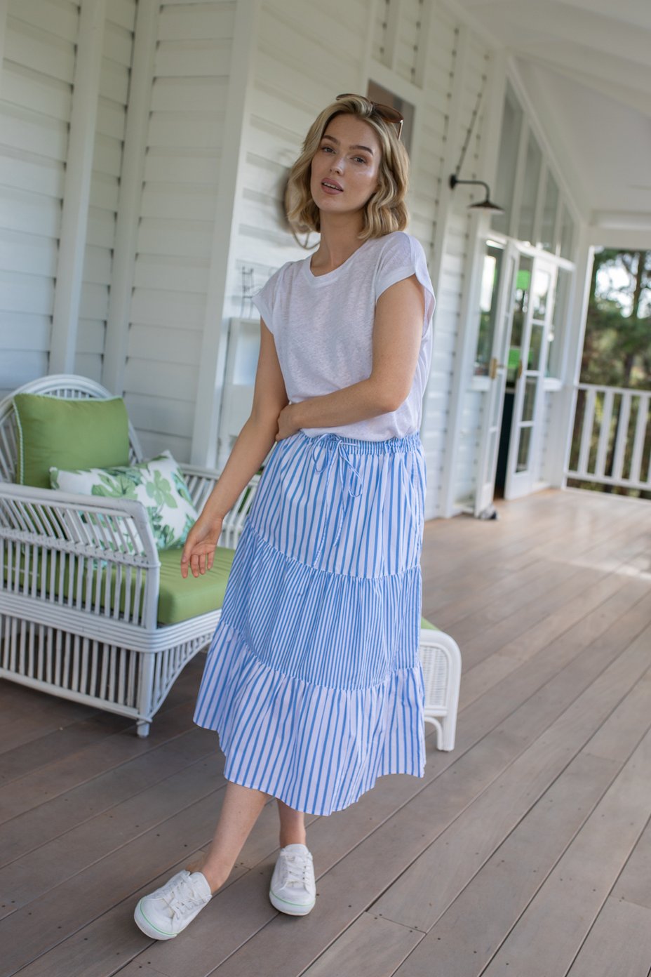 Striped skirt outlet blue