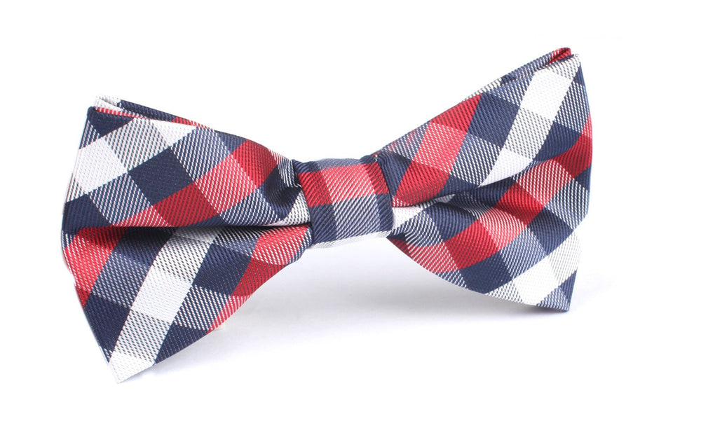 RED NAVY AND WHITE CHECKERED BOW TIE