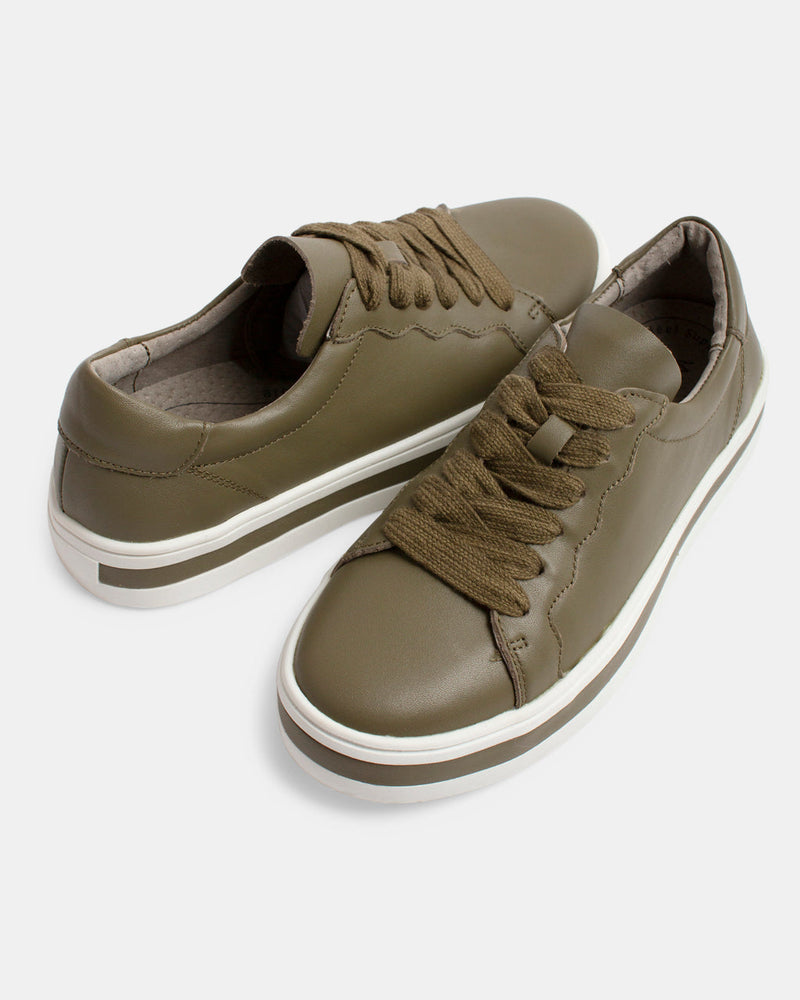 SASS LEATHER SNEAKER - OLIVE