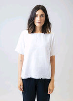 FRAYED LINEN TOP - WHITE