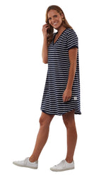 MARY DRESS - NAVY/WHITE STRIPE