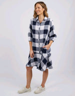 WILLOW CHECK DRESS - NAVY