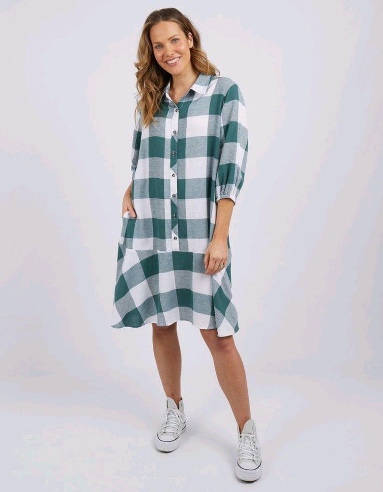 WILLOW CHECK DRESS - GREEN